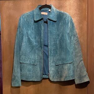 Liz Claiborne Teal Suede Utility Jacket